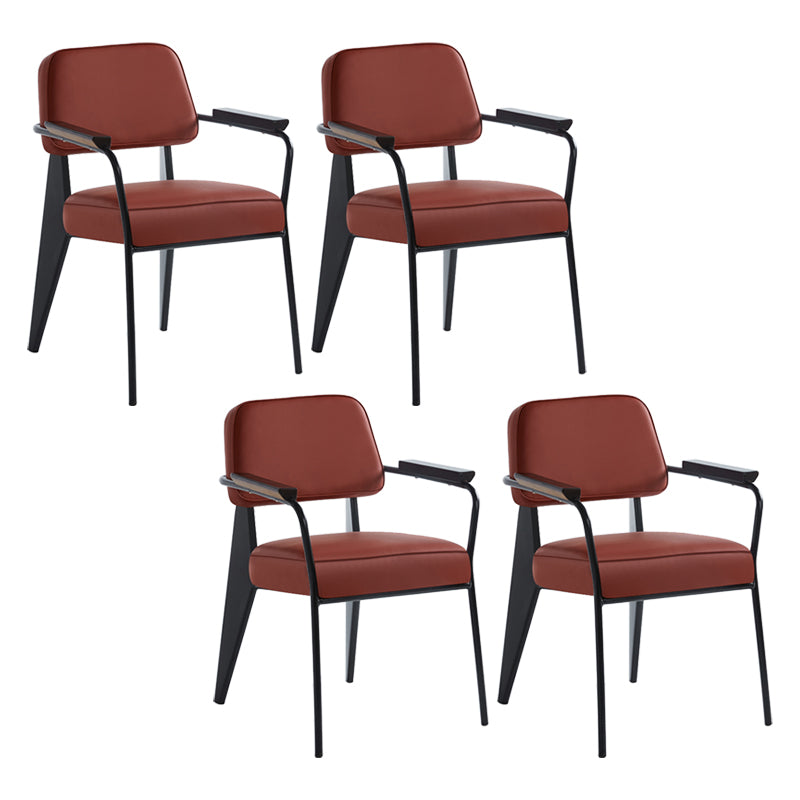 Scandinavian Home Arm Chair Open Back Metal Upholstered Dining Room Chair Red Black Set of 4 Clearhalo ' kitchen&dining_furn' 'Dining Chairs' 'Dining Tables & Seating' 'dining_chair' 'Furniture' 'furniture_dining_chair' 'Kitchen & Dining Furniture' 'kitchen' 3859254