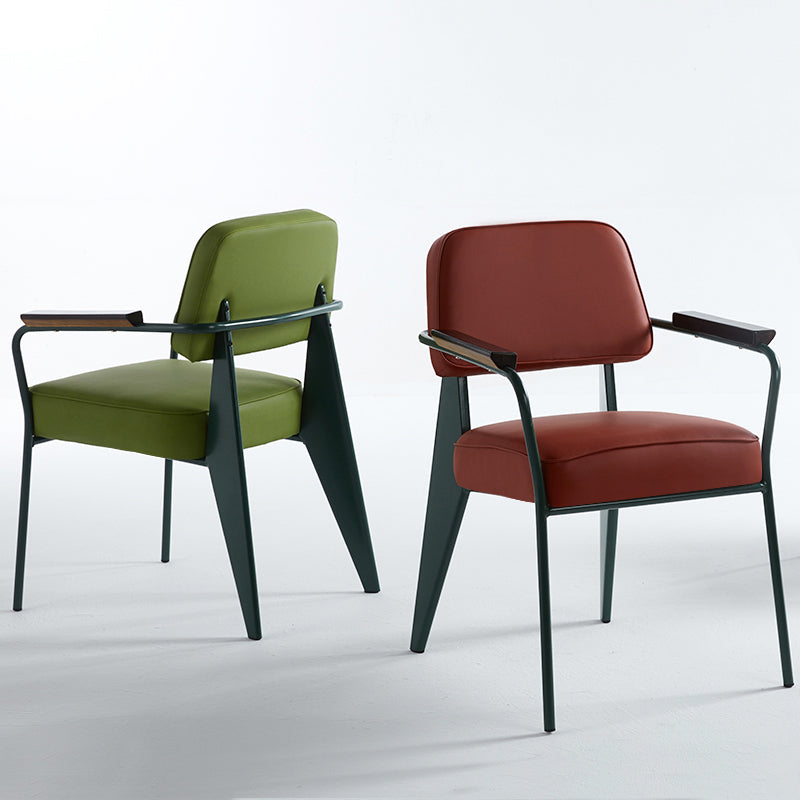 Scandinavian Home Arm Chair Open Back Metal Upholstered Dining Room Chair Clearhalo ' kitchen&dining_furn' 'Dining Chairs' 'Dining Tables & Seating' 'dining_chair' 'Furniture' 'furniture_dining_chair' 'Kitchen & Dining Furniture' 'kitchen' 3859255