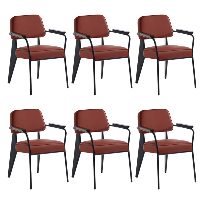 Scandinavian Home Arm Chair Open Back Metal Upholstered Dining Room Chair Red Black Set of 6 Clearhalo ' kitchen&dining_furn' 'Dining Chairs' 'Dining Tables & Seating' 'dining_chair' 'Furniture' 'furniture_dining_chair' 'Kitchen & Dining Furniture' 'kitchen' 3859256