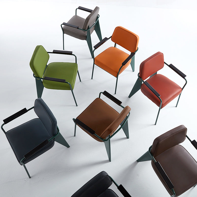 Scandinavian Home Arm Chair Open Back Metal Upholstered Dining Room Chair Clearhalo ' kitchen&dining_furn' 'Dining Chairs' 'Dining Tables & Seating' 'dining_chair' 'Furniture' 'furniture_dining_chair' 'Kitchen & Dining Furniture' 'kitchen' 3859257