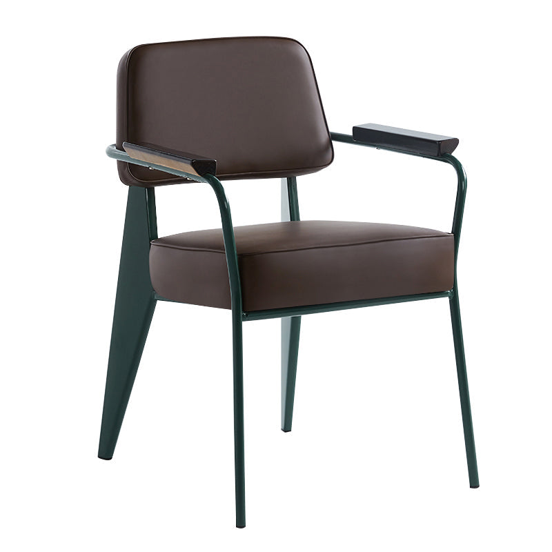 Scandinavian Home Arm Chair Open Back Metal Upholstered Dining Room Chair Clearhalo ' kitchen&dining_furn' 'Dining Chairs' 'Dining Tables & Seating' 'dining_chair' 'Furniture' 'furniture_dining_chair' 'Kitchen & Dining Furniture' 'kitchen' 3859259