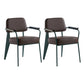 Scandinavian Home Arm Chair Open Back Metal Upholstered Dining Room Chair Brown Black Set of 2 Clearhalo ' kitchen&dining_furn' 'Dining Chairs' 'Dining Tables & Seating' 'dining_chair' 'Furniture' 'furniture_dining_chair' 'Kitchen & Dining Furniture' 'kitchen' 3859264