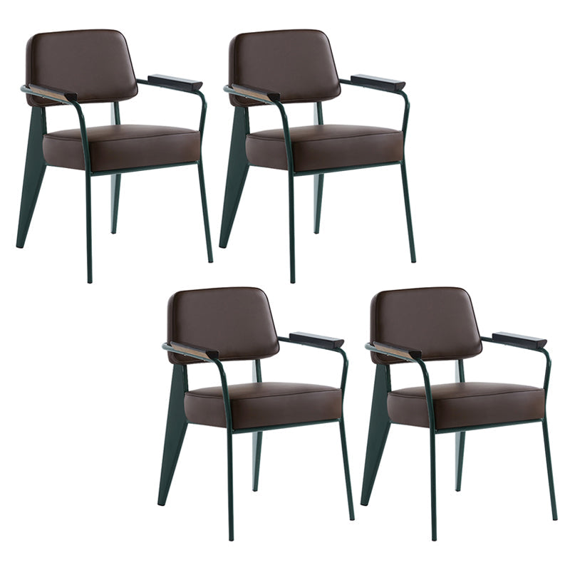 Scandinavian Home Arm Chair Open Back Metal Upholstered Dining Room Chair Brown Black Set of 4 Clearhalo ' kitchen&dining_furn' 'Dining Chairs' 'Dining Tables & Seating' 'dining_chair' 'Furniture' 'furniture_dining_chair' 'Kitchen & Dining Furniture' 'kitchen' 3859266