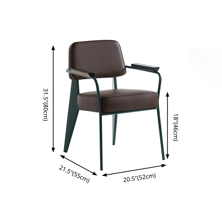 Scandinavian Home Arm Chair Open Back Metal Upholstered Dining Room Chair Clearhalo ' kitchen&dining_furn' 'Dining Chairs' 'Dining Tables & Seating' 'dining_chair' 'Furniture' 'furniture_dining_chair' 'Kitchen & Dining Furniture' 'kitchen' 3859269