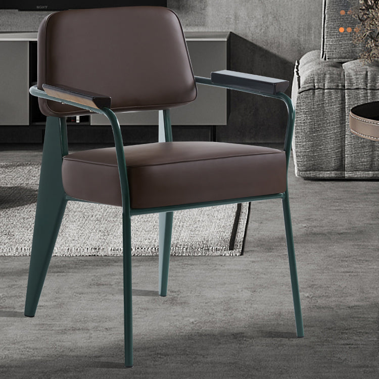 Scandinavian Home Arm Chair Open Back Metal Upholstered Dining Room Chair Clearhalo ' kitchen&dining_furn' 'Dining Chairs' 'Dining Tables & Seating' 'dining_chair' 'Furniture' 'furniture_dining_chair' 'Kitchen & Dining Furniture' 'kitchen' 3859272