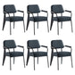 Scandinavian Home Arm Chair Open Back Metal Upholstered Dining Room Chair Blue Black Set of 6 Clearhalo ' kitchen&dining_furn' 'Dining Chairs' 'Dining Tables & Seating' 'dining_chair' 'Furniture' 'furniture_dining_chair' 'Kitchen & Dining Furniture' 'kitchen' 3859273