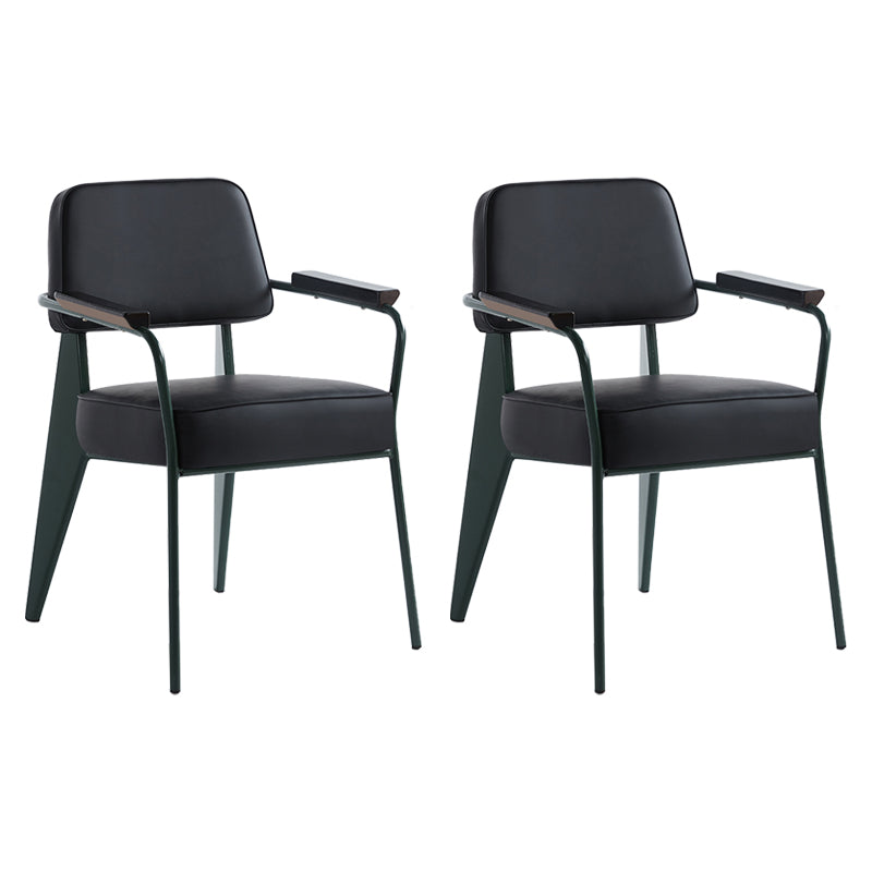 Scandinavian Home Arm Chair Open Back Metal Upholstered Dining Room Chair Black Green Set of 2 Clearhalo ' kitchen&dining_furn' 'Dining Chairs' 'Dining Tables & Seating' 'dining_chair' 'Furniture' 'furniture_dining_chair' 'Kitchen & Dining Furniture' 'kitchen' 3859277