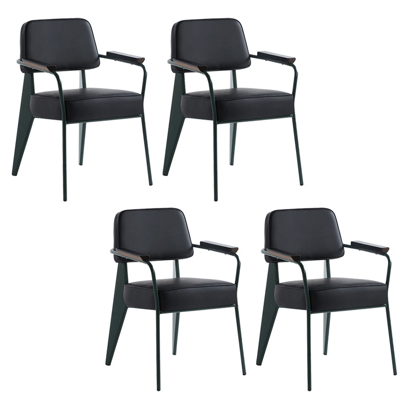 Scandinavian Home Arm Chair Open Back Metal Upholstered Dining Room Chair Black Green Set of 4 Clearhalo ' kitchen&dining_furn' 'Dining Chairs' 'Dining Tables & Seating' 'dining_chair' 'Furniture' 'furniture_dining_chair' 'Kitchen & Dining Furniture' 'kitchen' 3859278
