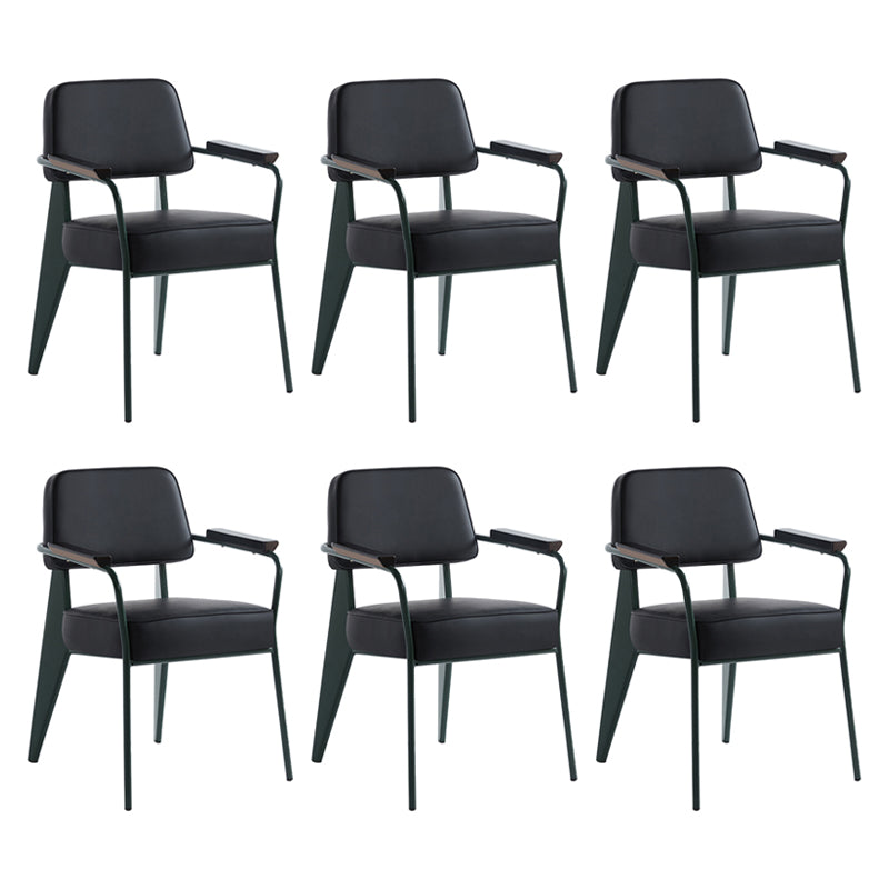 Scandinavian Home Arm Chair Open Back Metal Upholstered Dining Room Chair Black Green Set of 6 Clearhalo ' kitchen&dining_furn' 'Dining Chairs' 'Dining Tables & Seating' 'dining_chair' 'Furniture' 'furniture_dining_chair' 'Kitchen & Dining Furniture' 'kitchen' 3859279