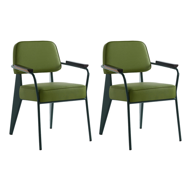 Scandinavian Home Arm Chair Open Back Metal Upholstered Dining Room Chair Green Green Set of 2 Clearhalo ' kitchen&dining_furn' 'Dining Chairs' 'Dining Tables & Seating' 'dining_chair' 'Furniture' 'furniture_dining_chair' 'Kitchen & Dining Furniture' 'kitchen' 3859280