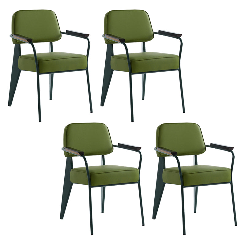 Scandinavian Home Arm Chair Open Back Metal Upholstered Dining Room Chair Green Green Set of 4 Clearhalo ' kitchen&dining_furn' 'Dining Chairs' 'Dining Tables & Seating' 'dining_chair' 'Furniture' 'furniture_dining_chair' 'Kitchen & Dining Furniture' 'kitchen' 3859281