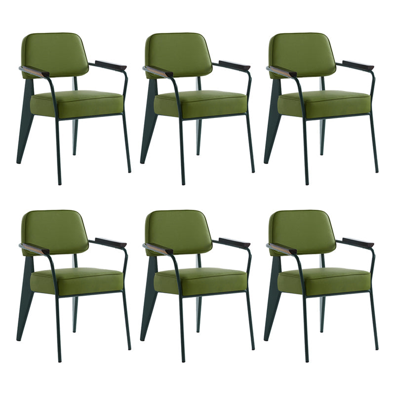 Scandinavian Home Arm Chair Open Back Metal Upholstered Dining Room Chair Green Green Set of 6 Clearhalo ' kitchen&dining_furn' 'Dining Chairs' 'Dining Tables & Seating' 'dining_chair' 'Furniture' 'furniture_dining_chair' 'Kitchen & Dining Furniture' 'kitchen' 3859282