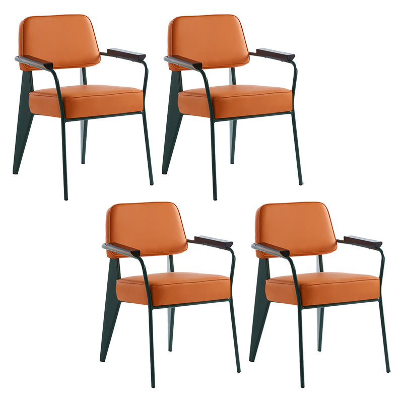 Scandinavian Home Arm Chair Open Back Metal Upholstered Dining Room Chair Orange Green Set of 4 Clearhalo ' kitchen&dining_furn' 'Dining Chairs' 'Dining Tables & Seating' 'dining_chair' 'Furniture' 'furniture_dining_chair' 'Kitchen & Dining Furniture' 'kitchen' 3859284