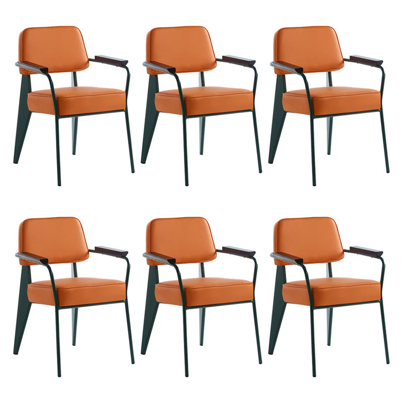 Scandinavian Home Arm Chair Open Back Metal Upholstered Dining Room Chair Orange Green Set of 6 Clearhalo ' kitchen&dining_furn' 'Dining Chairs' 'Dining Tables & Seating' 'dining_chair' 'Furniture' 'furniture_dining_chair' 'Kitchen & Dining Furniture' 'kitchen' 3859285