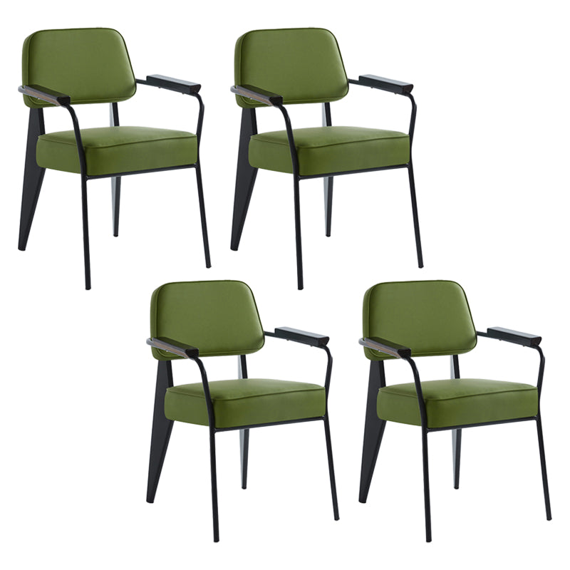 Scandinavian Home Arm Chair Open Back Metal Upholstered Dining Room Chair Green Black Set of 4 Clearhalo ' kitchen&dining_furn' 'Dining Chairs' 'Dining Tables & Seating' 'dining_chair' 'Furniture' 'furniture_dining_chair' 'Kitchen & Dining Furniture' 'kitchen' 3859287