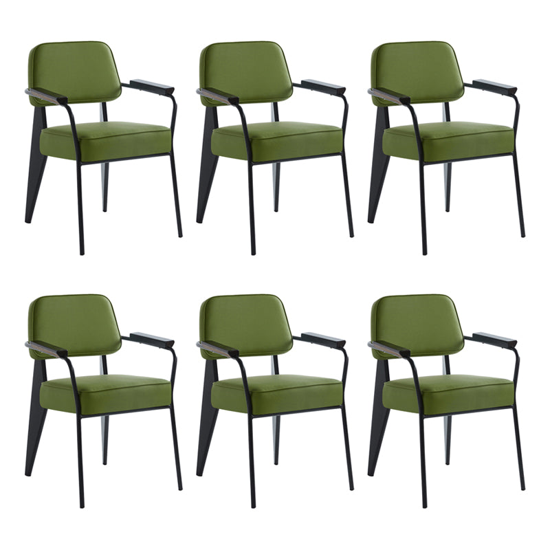 Scandinavian Home Arm Chair Open Back Metal Upholstered Dining Room Chair Green Black Set of 6 Clearhalo ' kitchen&dining_furn' 'Dining Chairs' 'Dining Tables & Seating' 'dining_chair' 'Furniture' 'furniture_dining_chair' 'Kitchen & Dining Furniture' 'kitchen' 3859288
