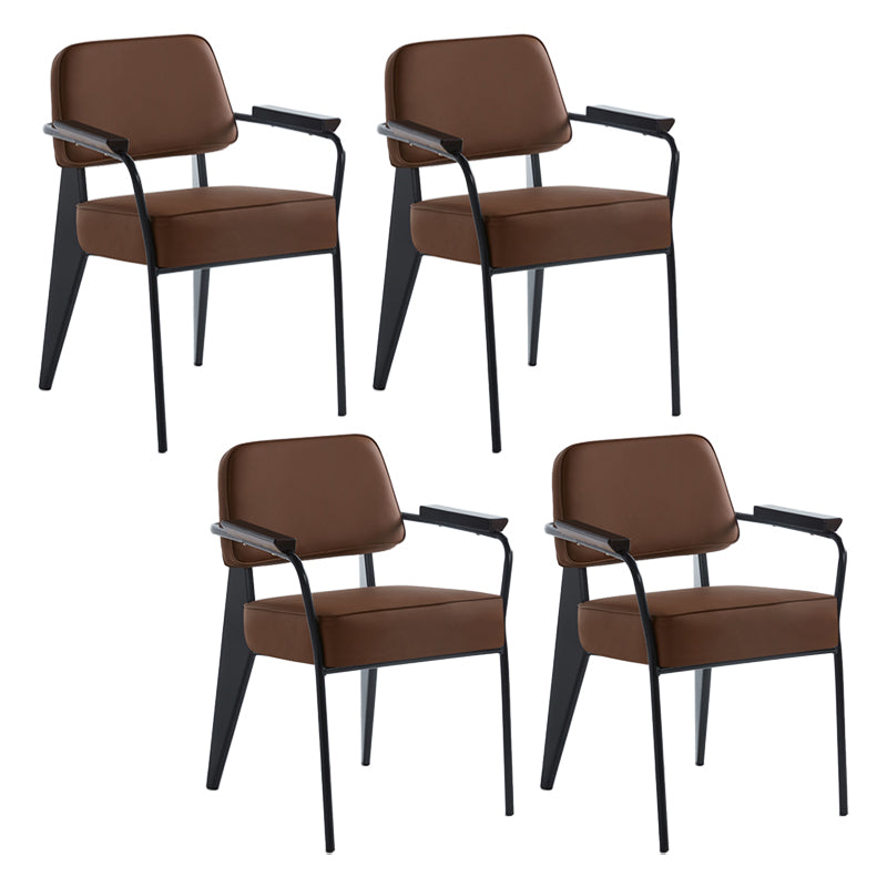 Scandinavian Home Arm Chair Open Back Metal Upholstered Dining Room Chair Coffee Black Set of 4 Clearhalo ' kitchen&dining_furn' 'Dining Chairs' 'Dining Tables & Seating' 'dining_chair' 'Furniture' 'furniture_dining_chair' 'Kitchen & Dining Furniture' 'kitchen' 3859290