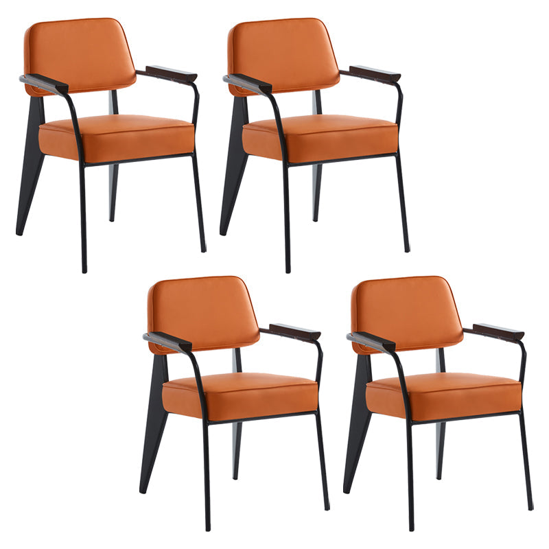 Scandinavian Home Arm Chair Open Back Metal Upholstered Dining Room Chair Orange Black Set of 4 Clearhalo ' kitchen&dining_furn' 'Dining Chairs' 'Dining Tables & Seating' 'dining_chair' 'Furniture' 'furniture_dining_chair' 'Kitchen & Dining Furniture' 'kitchen' 3859293