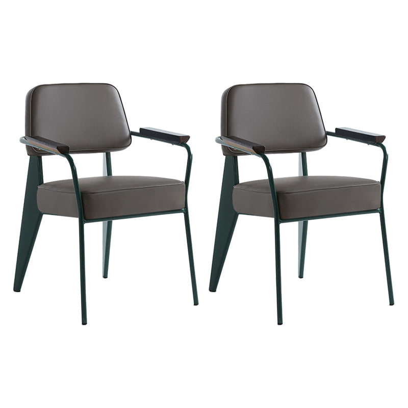 Scandinavian Home Arm Chair Open Back Metal Upholstered Dining Room Chair Grey Green Set of 2 Clearhalo ' kitchen&dining_furn' 'Dining Chairs' 'Dining Tables & Seating' 'dining_chair' 'Furniture' 'furniture_dining_chair' 'Kitchen & Dining Furniture' 'kitchen' 3859295