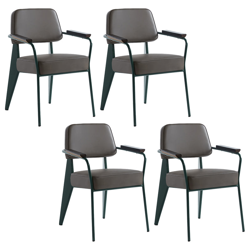 Scandinavian Home Arm Chair Open Back Metal Upholstered Dining Room Chair Grey Green Set of 4 Clearhalo ' kitchen&dining_furn' 'Dining Chairs' 'Dining Tables & Seating' 'dining_chair' 'Furniture' 'furniture_dining_chair' 'Kitchen & Dining Furniture' 'kitchen' 3859296
