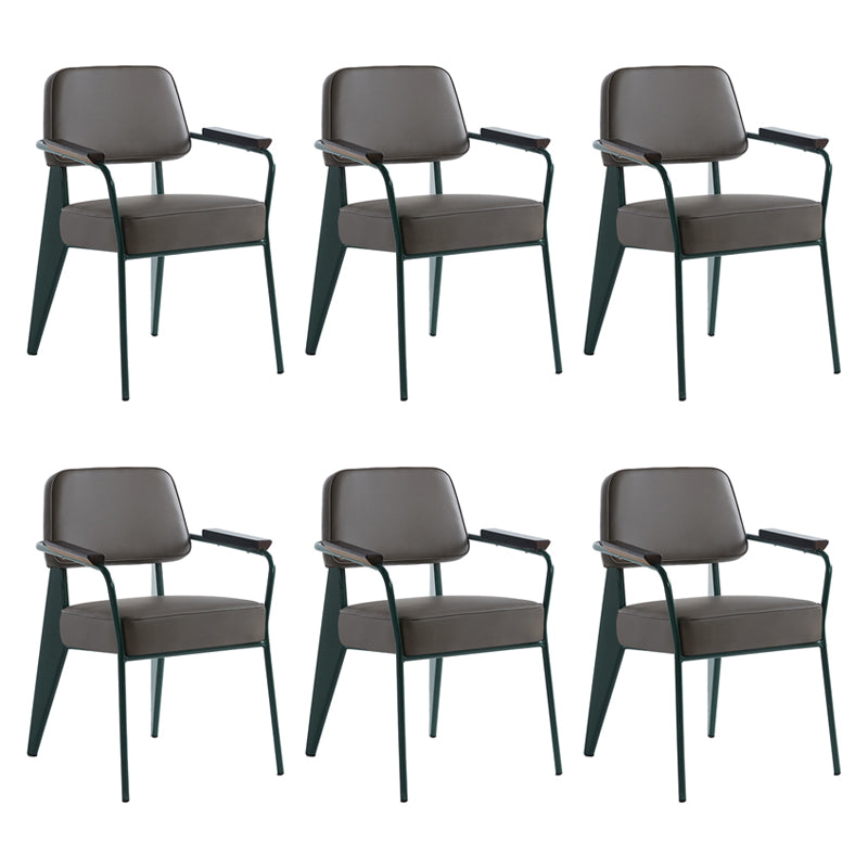 Scandinavian Home Arm Chair Open Back Metal Upholstered Dining Room Chair Grey Green Set of 6 Clearhalo ' kitchen&dining_furn' 'Dining Chairs' 'Dining Tables & Seating' 'dining_chair' 'Furniture' 'furniture_dining_chair' 'Kitchen & Dining Furniture' 'kitchen' 3859297