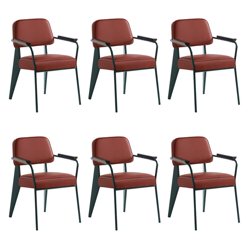 Scandinavian Home Arm Chair Open Back Metal Upholstered Dining Room Chair Red Green Set of 6 Clearhalo ' kitchen&dining_furn' 'Dining Chairs' 'Dining Tables & Seating' 'dining_chair' 'Furniture' 'furniture_dining_chair' 'Kitchen & Dining Furniture' 'kitchen' 3859300