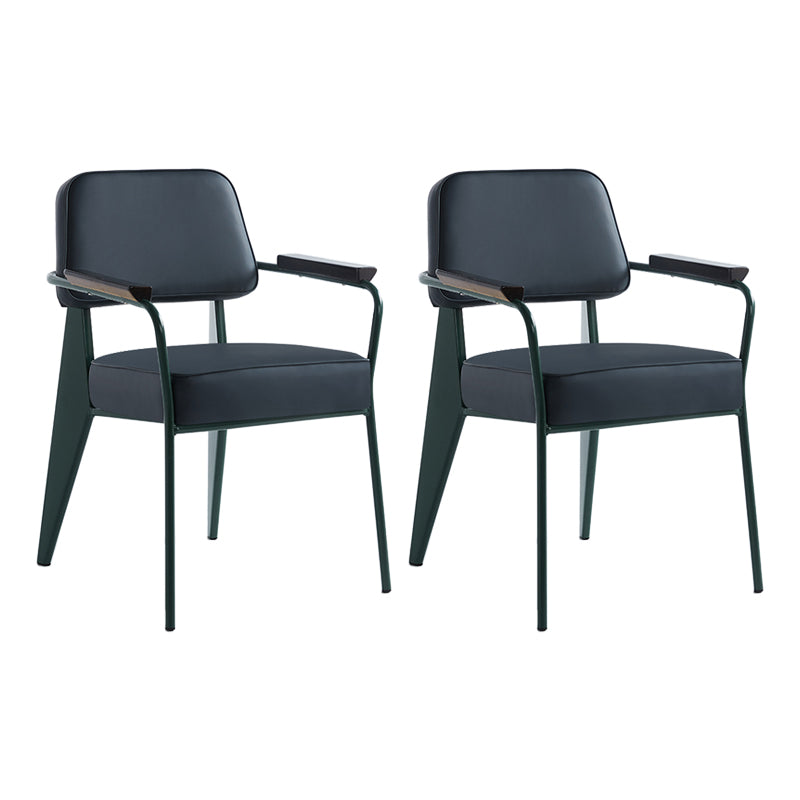 Scandinavian Home Arm Chair Open Back Metal Upholstered Dining Room Chair Blue Green Set of 2 Clearhalo ' kitchen&dining_furn' 'Dining Chairs' 'Dining Tables & Seating' 'dining_chair' 'Furniture' 'furniture_dining_chair' 'Kitchen & Dining Furniture' 'kitchen' 3859301