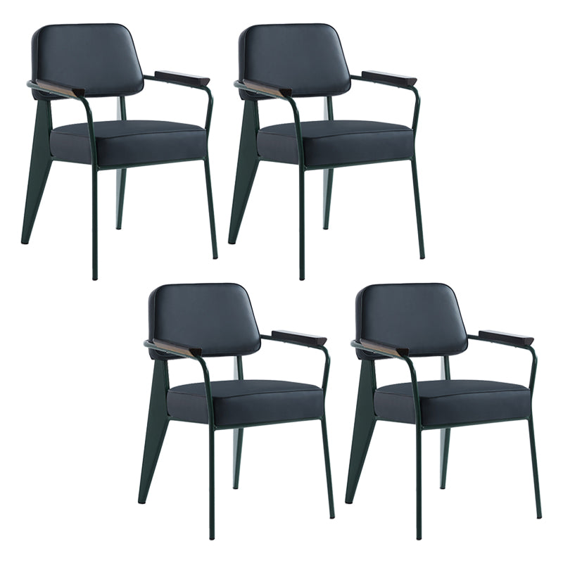 Scandinavian Home Arm Chair Open Back Metal Upholstered Dining Room Chair Blue Green Set of 4 Clearhalo ' kitchen&dining_furn' 'Dining Chairs' 'Dining Tables & Seating' 'dining_chair' 'Furniture' 'furniture_dining_chair' 'Kitchen & Dining Furniture' 'kitchen' 3859302