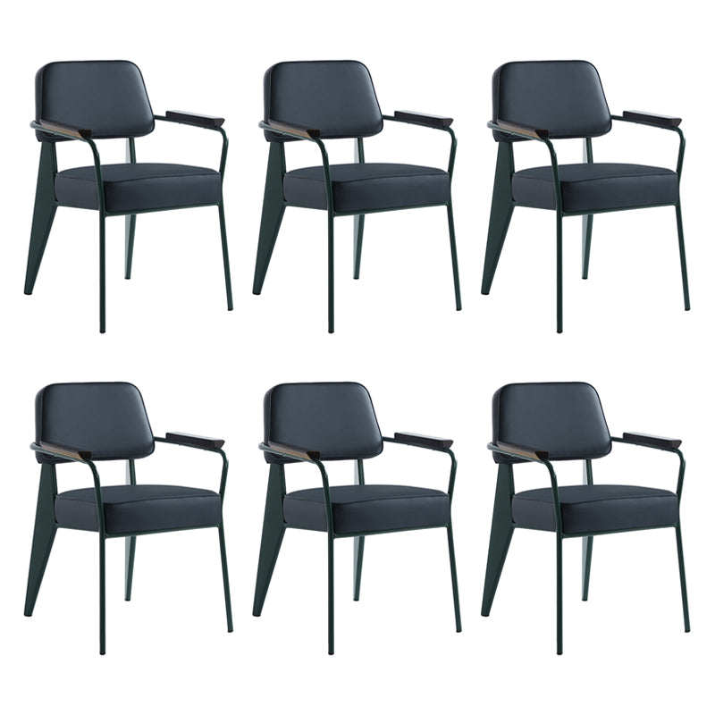Scandinavian Home Arm Chair Open Back Metal Upholstered Dining Room Chair Blue Green Set of 6 Clearhalo ' kitchen&dining_furn' 'Dining Chairs' 'Dining Tables & Seating' 'dining_chair' 'Furniture' 'furniture_dining_chair' 'Kitchen & Dining Furniture' 'kitchen' 3859303