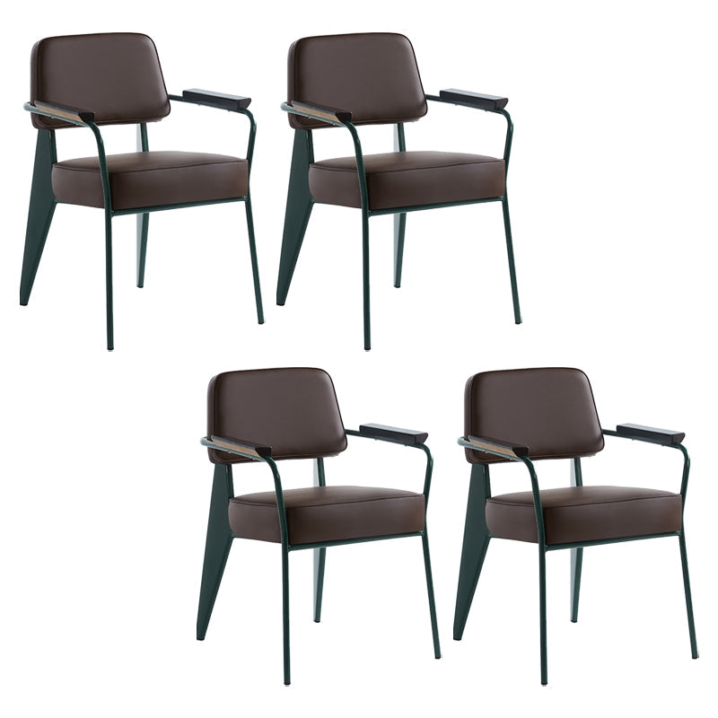 Scandinavian Home Arm Chair Open Back Metal Upholstered Dining Room Chair Brown Green Set of 4 Clearhalo ' kitchen&dining_furn' 'Dining Chairs' 'Dining Tables & Seating' 'dining_chair' 'Furniture' 'furniture_dining_chair' 'Kitchen & Dining Furniture' 'kitchen' 3859308