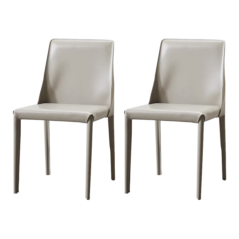 Designer Style Study Room Chair Matte Finish Leather Parsons Dining Chair (Set of 2) Cream Gray Clearhalo ' kitchen&dining_furn' 'Dining Chairs' 'Dining Tables & Seating' 'dining_chair' 'furn' 'furn_dining_chair' 'Furniture' 'furniture_dining_chair' 'Kitchen & Dining Furniture' 'kitchen' 3859311
