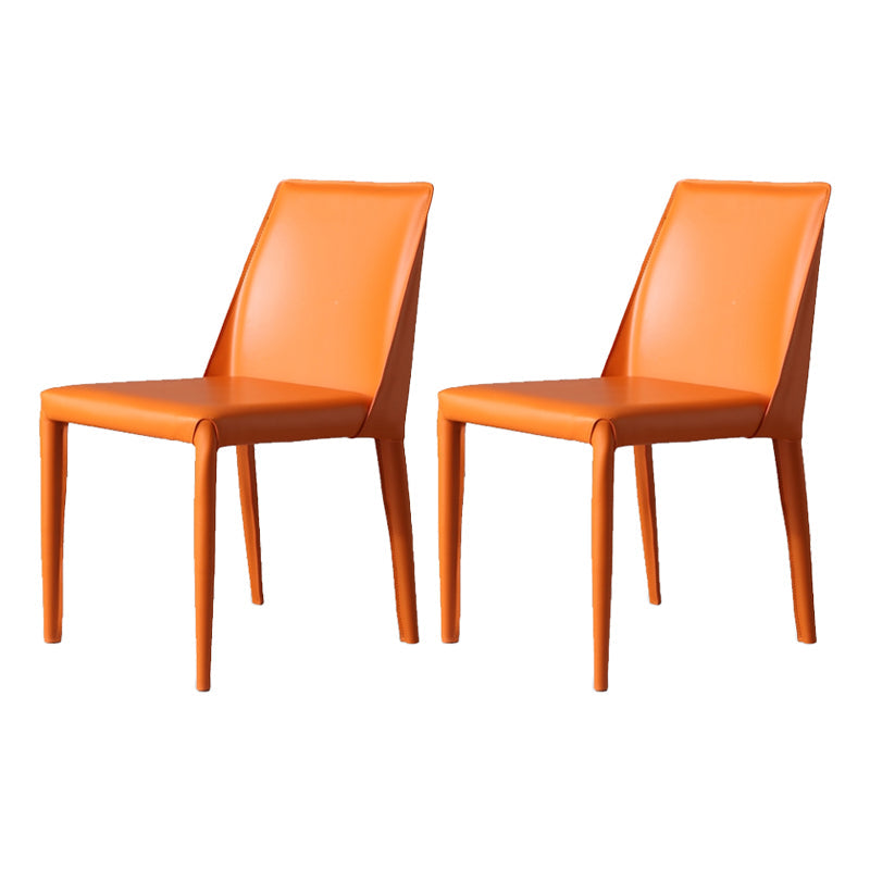 Designer Style Study Room Chair Matte Finish Leather Parsons Dining Chair (Set of 2) Orange Clearhalo ' kitchen&dining_furn' 'Dining Chairs' 'Dining Tables & Seating' 'dining_chair' 'furn' 'furn_dining_chair' 'Furniture' 'furniture_dining_chair' 'Kitchen & Dining Furniture' 'kitchen' 3859312