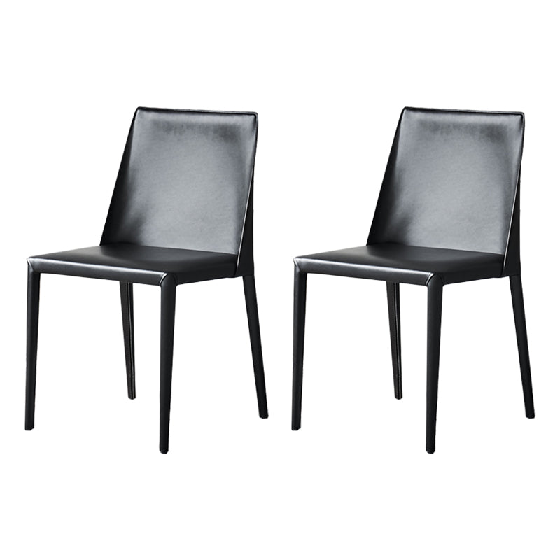 Designer Style Study Room Chair Matte Finish Leather Parsons Dining Chair (Set of 2) Black Clearhalo ' kitchen&dining_furn' 'Dining Chairs' 'Dining Tables & Seating' 'dining_chair' 'furn' 'furn_dining_chair' 'Furniture' 'furniture_dining_chair' 'Kitchen & Dining Furniture' 'kitchen' 3859314