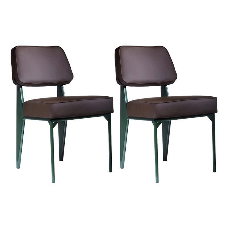 Scandinavian Home Side Chair Open Back Upholstered Metal Dining Room Chair Brown 2 Piece Set Green Clearhalo ' kitchen&dining_furn' 'Dining Chairs' 'Dining Tables & Seating' 'dining_chair' 'furn' 'furn_dining_chair' 'Furniture' 'furniture_dining_chair' 'Kitchen & Dining Furniture' 'kitchen' 3859342