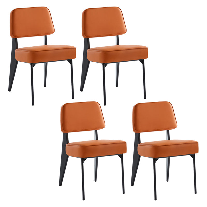 Scandinavian Home Side Chair Open Back Upholstered Metal Dining Room Chair Orange 4 Piece Set Black Clearhalo ' kitchen&dining_furn' 'Dining Chairs' 'Dining Tables & Seating' 'dining_chair' 'furn' 'furn_dining_chair' 'Furniture' 'furniture_dining_chair' 'Kitchen & Dining Furniture' 'kitchen' 3859346