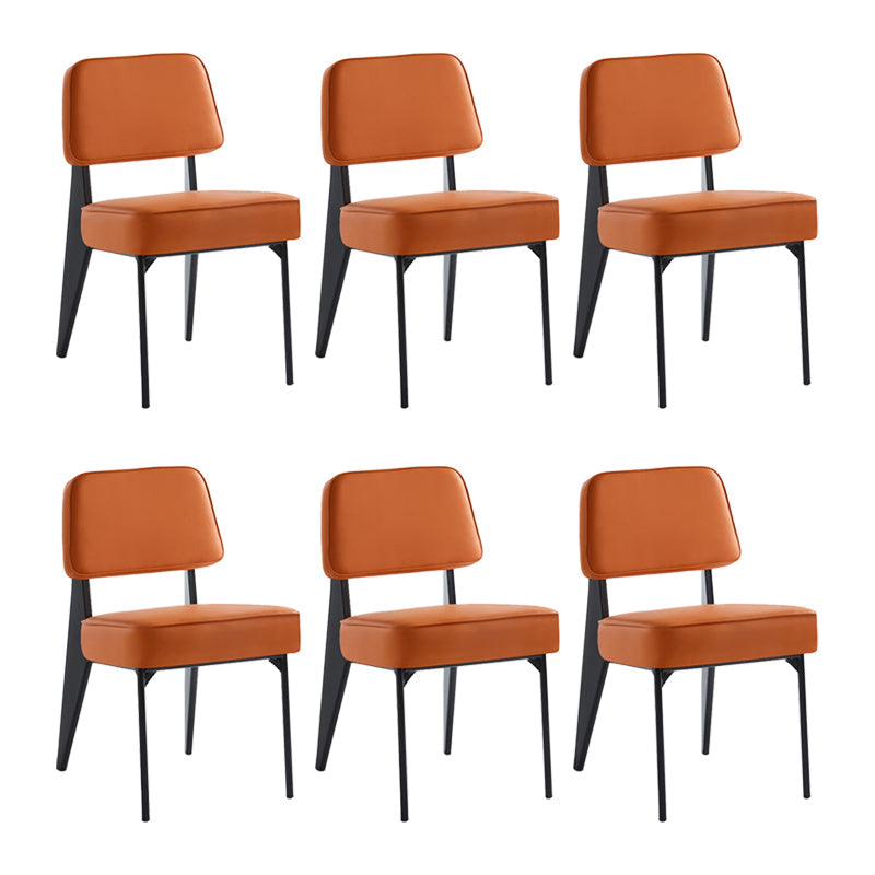 Scandinavian Home Side Chair Open Back Upholstered Metal Dining Room Chair Orange 6 Piece Set Black Clearhalo ' kitchen&dining_furn' 'Dining Chairs' 'Dining Tables & Seating' 'dining_chair' 'furn' 'furn_dining_chair' 'Furniture' 'furniture_dining_chair' 'Kitchen & Dining Furniture' 'kitchen' 3859347
