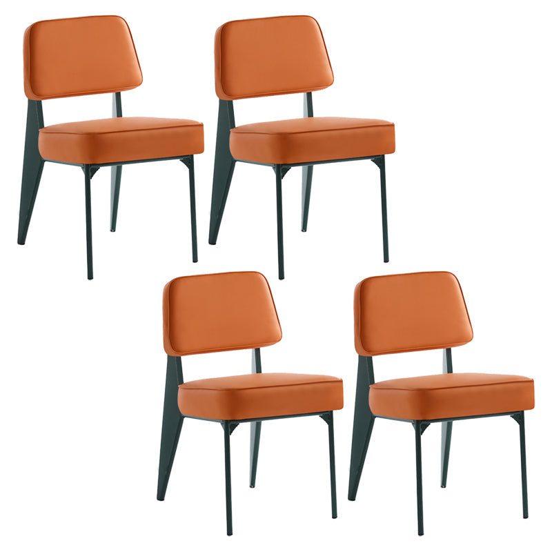 Scandinavian Home Side Chair Open Back Upholstered Metal Dining Room Chair Orange 4 Piece Set Green Clearhalo ' kitchen&dining_furn' 'Dining Chairs' 'Dining Tables & Seating' 'dining_chair' 'furn' 'furn_dining_chair' 'Furniture' 'furniture_dining_chair' 'Kitchen & Dining Furniture' 'kitchen' 3859367