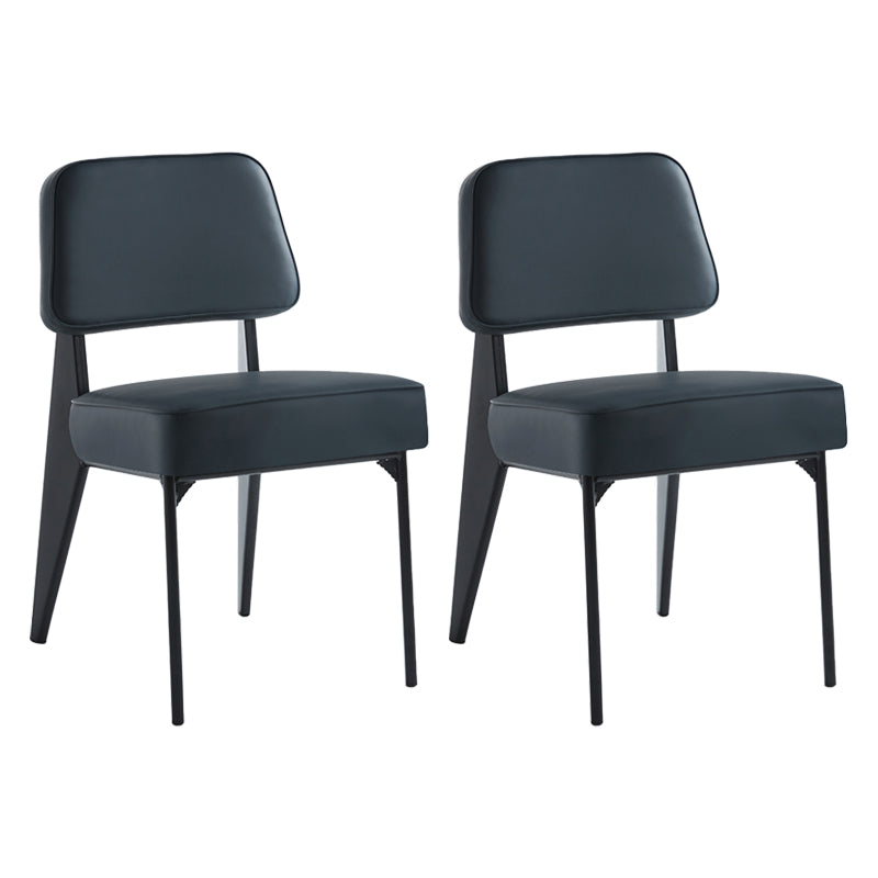 Scandinavian Home Side Chair Open Back Upholstered Metal Dining Room Chair Blue 2 Piece Set Black Clearhalo ' kitchen&dining_furn' 'Dining Chairs' 'Dining Tables & Seating' 'dining_chair' 'furn' 'furn_dining_chair' 'Furniture' 'furniture_dining_chair' 'Kitchen & Dining Furniture' 'kitchen' 3859375