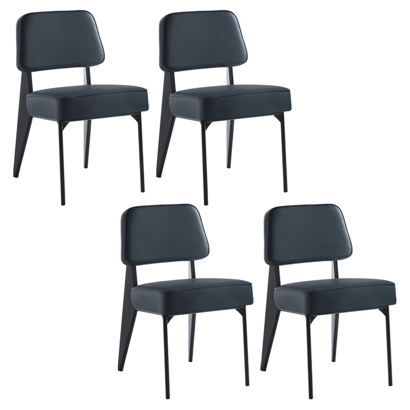 Scandinavian Home Side Chair Open Back Upholstered Metal Dining Room Chair Blue 4 Piece Set Black Clearhalo ' kitchen&dining_furn' 'Dining Chairs' 'Dining Tables & Seating' 'dining_chair' 'furn' 'furn_dining_chair' 'Furniture' 'furniture_dining_chair' 'Kitchen & Dining Furniture' 'kitchen' 3859376