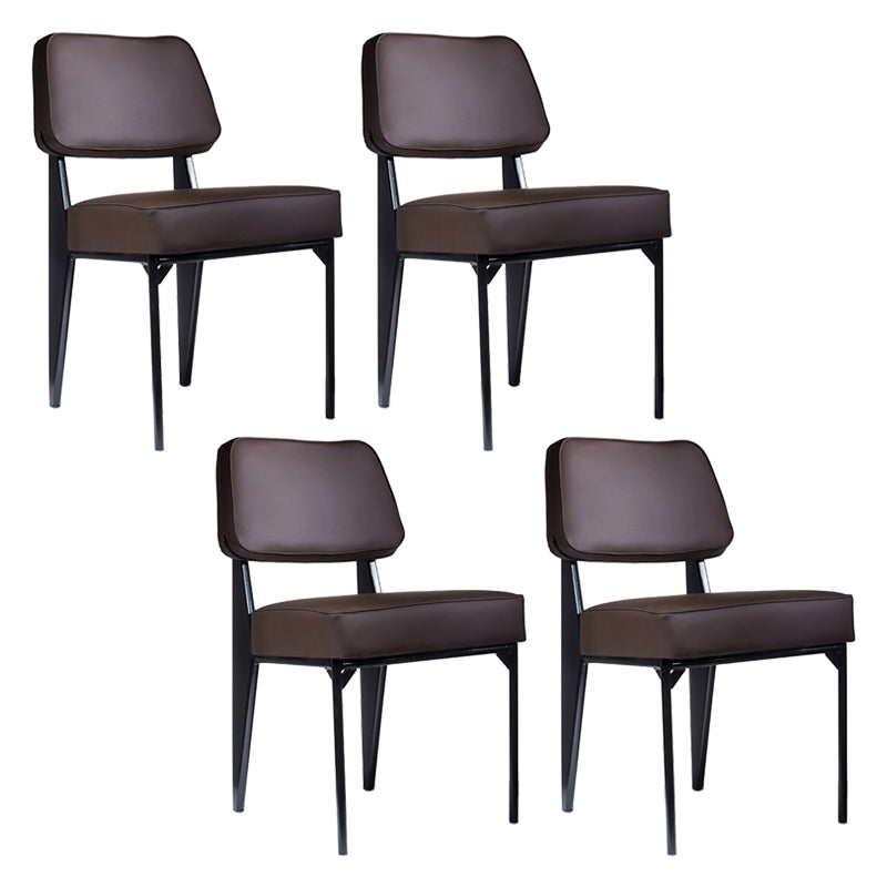 Scandinavian Home Side Chair Open Back Upholstered Metal Dining Room Chair Brown 4 Piece Set Black Clearhalo ' kitchen&dining_furn' 'Dining Chairs' 'Dining Tables & Seating' 'dining_chair' 'furn' 'furn_dining_chair' 'Furniture' 'furniture_dining_chair' 'Kitchen & Dining Furniture' 'kitchen' 3859379