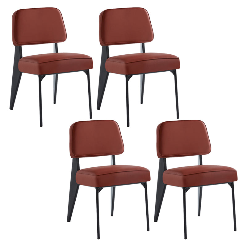 Scandinavian Home Side Chair Open Back Metal Upholstered Dining Room Chair Red 4 Piece Set Black Clearhalo ' kitchen&dining_furn' 'Dining Chairs' 'Dining Tables & Seating' 'dining_chair' 'furn' 'furn_dining_chair' 'Furniture' 'furniture_dining_chair' 'Kitchen & Dining Furniture' 'kitchen' 3859403