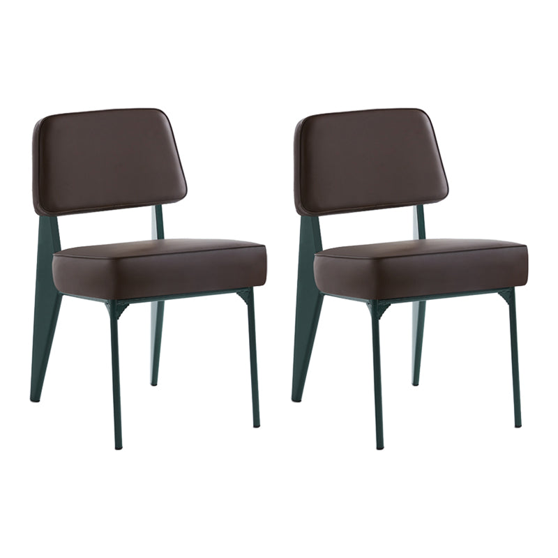 Scandinavian Home Side Chair Open Back Metal Upholstered Dining Room Chair Brown 2 Piece Set Green Clearhalo ' kitchen&dining_furn' 'Dining Chairs' 'Dining Tables & Seating' 'dining_chair' 'furn' 'furn_dining_chair' 'Furniture' 'furniture_dining_chair' 'Kitchen & Dining Furniture' 'kitchen' 3859407