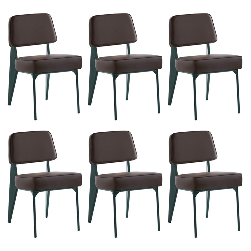 Scandinavian Home Side Chair Open Back Metal Upholstered Dining Room Chair Brown 6 Piece Set Green Clearhalo ' kitchen&dining_furn' 'Dining Chairs' 'Dining Tables & Seating' 'dining_chair' 'furn' 'furn_dining_chair' 'Furniture' 'furniture_dining_chair' 'Kitchen & Dining Furniture' 'kitchen' 3859409