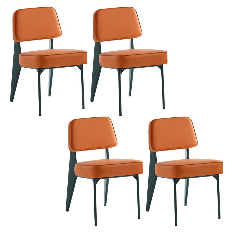 Scandinavian Home Side Chair Open Back Metal Upholstered Dining Room Chair Orange 4 Piece Set Green Clearhalo ' kitchen&dining_furn' 'Dining Chairs' 'Dining Tables & Seating' 'dining_chair' 'furn' 'furn_dining_chair' 'Furniture' 'furniture_dining_chair' 'Kitchen & Dining Furniture' 'kitchen' 3859417