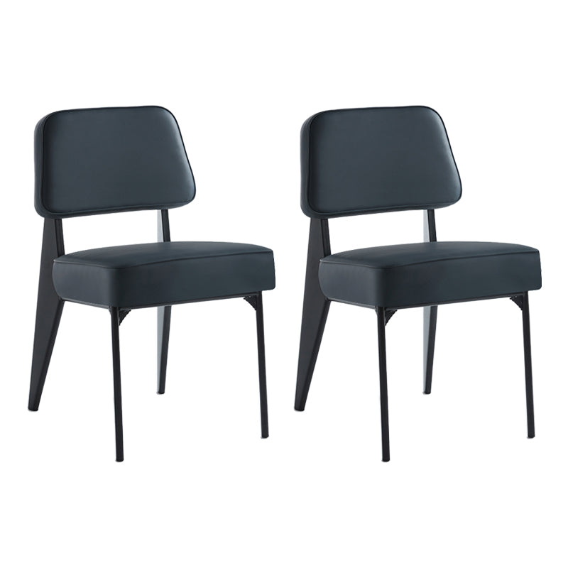 Scandinavian Home Side Chair Open Back Metal Upholstered Dining Room Chair Blue 2 Piece Set Black Clearhalo ' kitchen&dining_furn' 'Dining Chairs' 'Dining Tables & Seating' 'dining_chair' 'furn' 'furn_dining_chair' 'Furniture' 'furniture_dining_chair' 'Kitchen & Dining Furniture' 'kitchen' 3859419