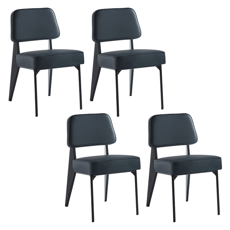Scandinavian Home Side Chair Open Back Metal Upholstered Dining Room Chair Blue 4 Piece Set Black Clearhalo ' kitchen&dining_furn' 'Dining Chairs' 'Dining Tables & Seating' 'dining_chair' 'furn' 'furn_dining_chair' 'Furniture' 'furniture_dining_chair' 'Kitchen & Dining Furniture' 'kitchen' 3859420