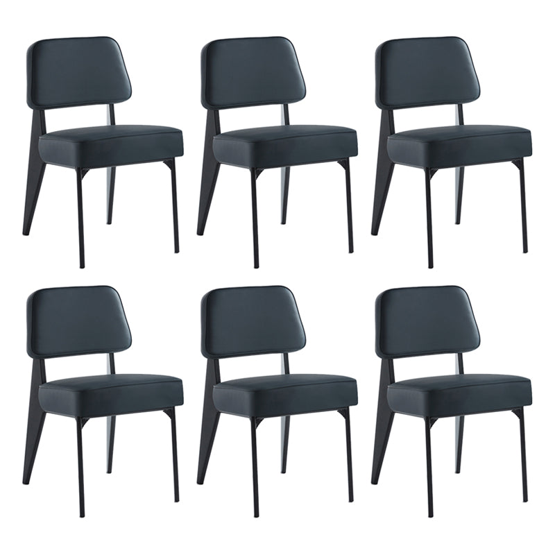 Scandinavian Home Side Chair Open Back Metal Upholstered Dining Room Chair Blue 6 Piece Set Black Clearhalo ' kitchen&dining_furn' 'Dining Chairs' 'Dining Tables & Seating' 'dining_chair' 'furn' 'furn_dining_chair' 'Furniture' 'furniture_dining_chair' 'Kitchen & Dining Furniture' 'kitchen' 3859421