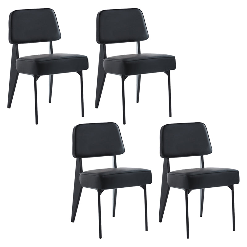 Scandinavian Home Side Chair Open Back Metal Upholstered Dining Room Chair Black 4 Piece Set Black Clearhalo ' kitchen&dining_furn' 'Dining Chairs' 'Dining Tables & Seating' 'dining_chair' 'furn' 'furn_dining_chair' 'Furniture' 'furniture_dining_chair' 'Kitchen & Dining Furniture' 'kitchen' 3859426