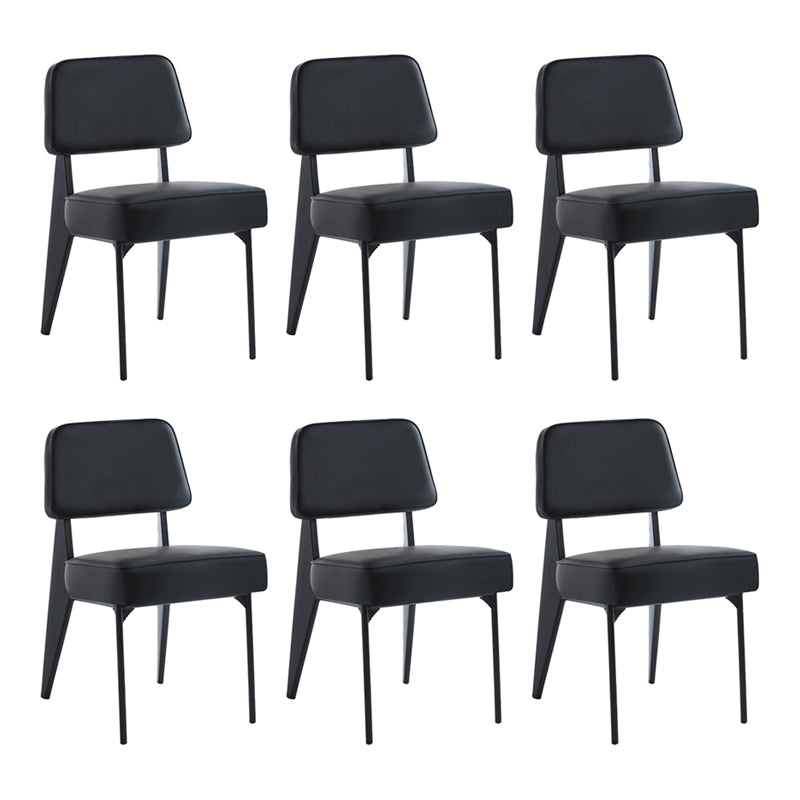 Scandinavian Home Side Chair Open Back Metal Upholstered Dining Room Chair Black 6 Piece Set Black Clearhalo ' kitchen&dining_furn' 'Dining Chairs' 'Dining Tables & Seating' 'dining_chair' 'furn' 'furn_dining_chair' 'Furniture' 'furniture_dining_chair' 'Kitchen & Dining Furniture' 'kitchen' 3859427