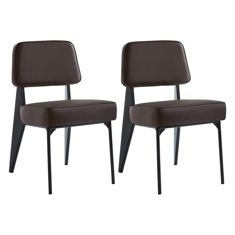 Scandinavian Home Side Chair Open Back Metal Upholstered Dining Room Chair Brown 2 Piece Set Black Clearhalo ' kitchen&dining_furn' 'Dining Chairs' 'Dining Tables & Seating' 'dining_chair' 'furn' 'furn_dining_chair' 'Furniture' 'furniture_dining_chair' 'Kitchen & Dining Furniture' 'kitchen' 3859428